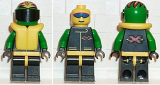 LEGO ext005 Extreme Team - Green, Black Legs with Yellow Hips, Green Flame Helmet, Life Jacket