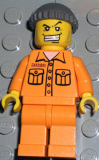 LEGO wc007 Police - World City Jail Prisoner 50380 Medium Orange Jumpsuit, Dark Gray Knit Cap